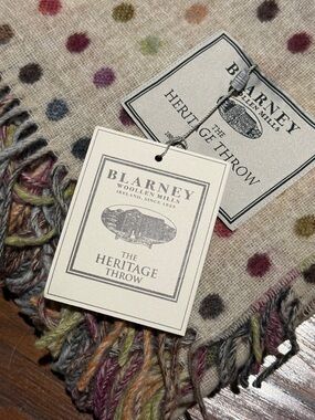 NEW Blarney Woollen Mills Reversible Polka Dot Merino Wool Throw